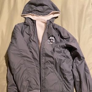 Mickey and Minnie Mouse zip up Sherpa Windbreaker. Size Small.